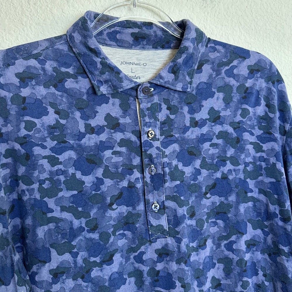 Johnnie-O Mens Camino Linxter Camo Polo Shirt Navy Blue JMPO6560‎ Size L